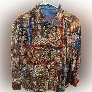 Robert Graham Limited  Paisley Embroidered Long Sleeve Shirt XL